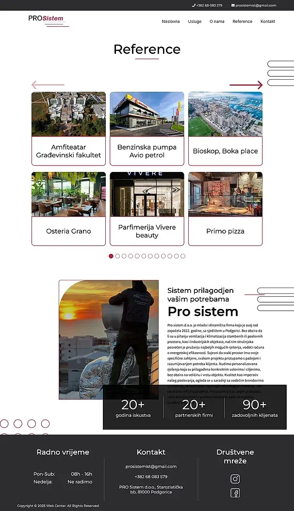 References and Contact — the Pro Sistem site