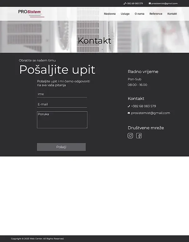 References and Contact — the Pro Sistem site