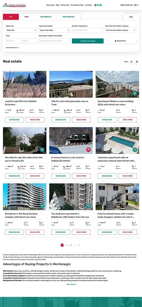 Real estate und Blog — die Website von Prometheus Real Estate
