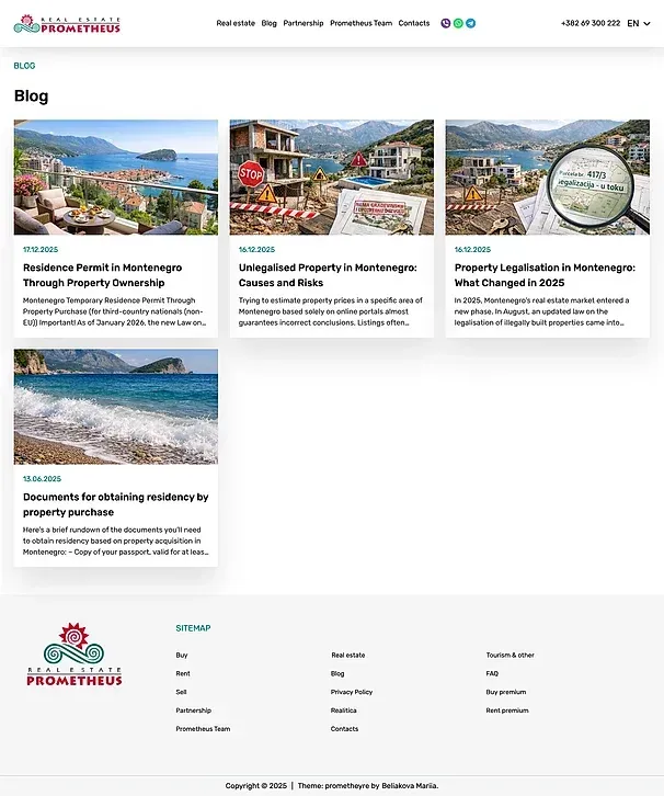 Real estate und Blog — die Website von Prometheus Real Estate