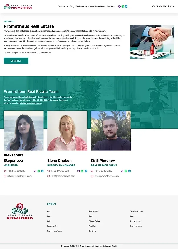 Partnership und Prometheus Team — die Website von Prometheus Real Estate