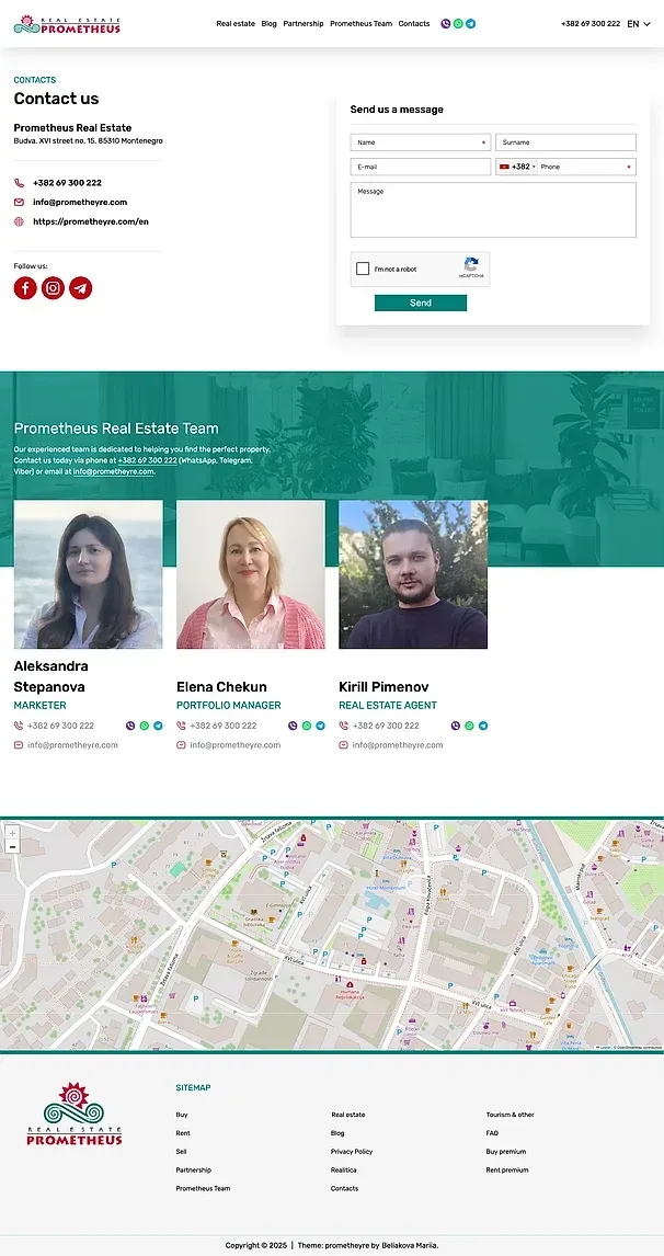 Contacts i Tourism & other — sajt Prometheus Real Estate