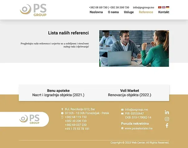 Referenzen und Kontakt — die Website von PS Group