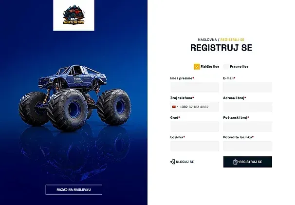 Anmelden und Registrieren — die Website von RC Montenegro
