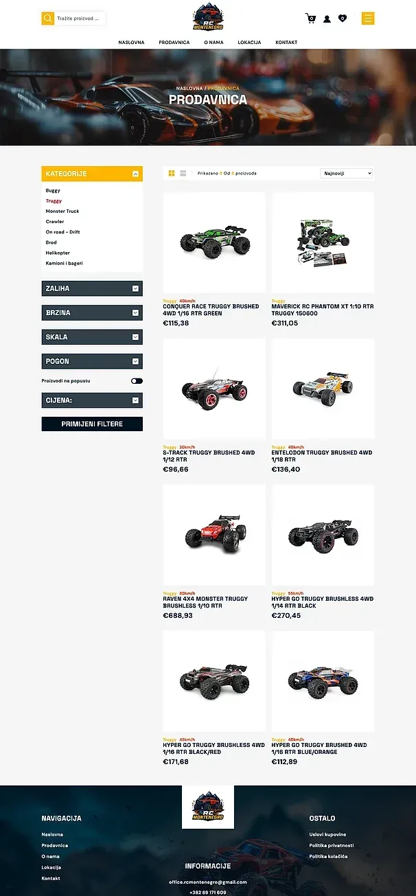 Buggy und Truggy — die Website von RC Montenegro