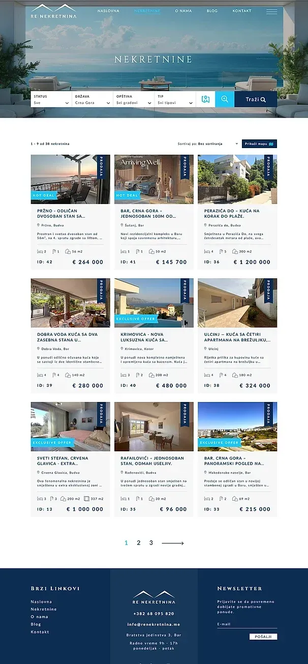 Immobilien und Über uns — die Website von RE Nekretnina