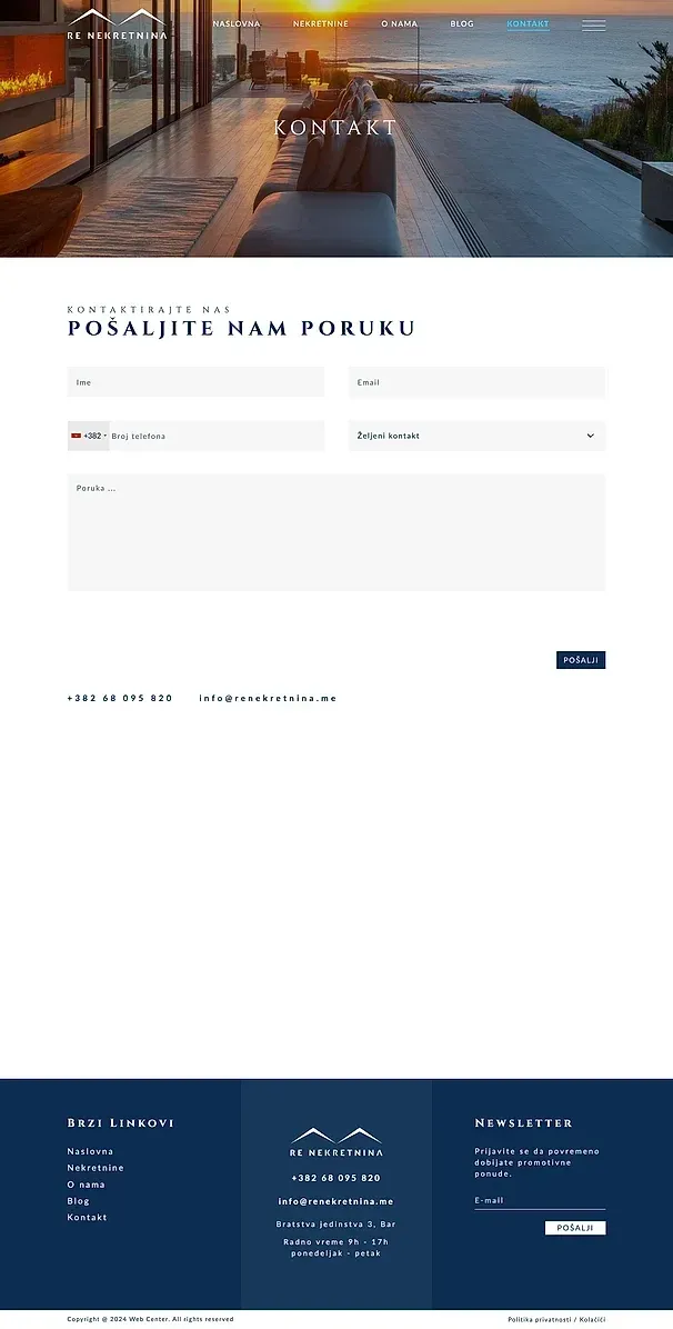 Blog und Kontakt — die Website von RE Nekretnina