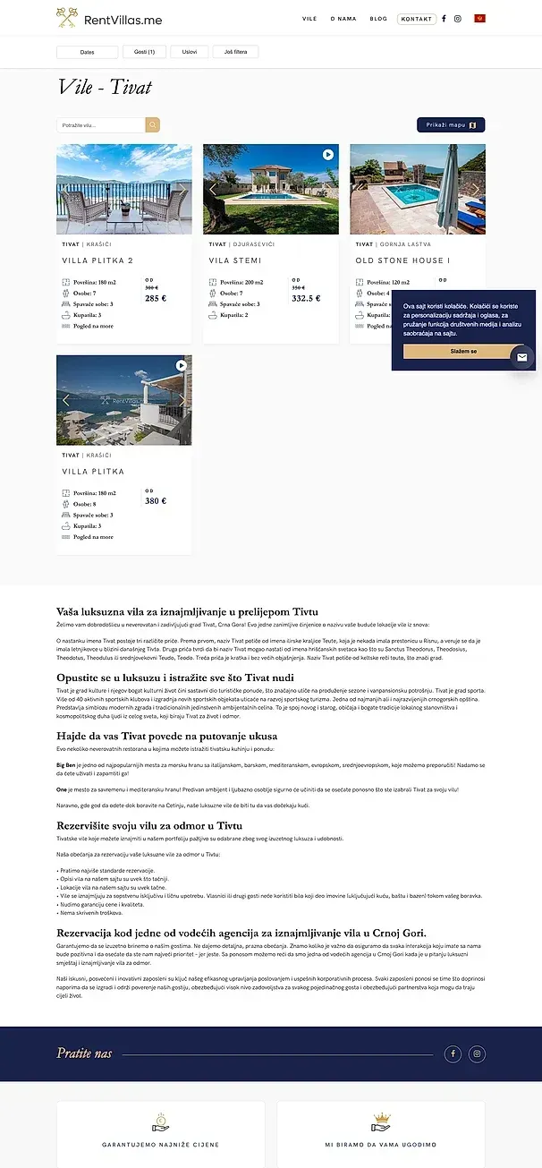 VILE U TIVTU und VILE NA CETINJU — die Website von RentVillas.me