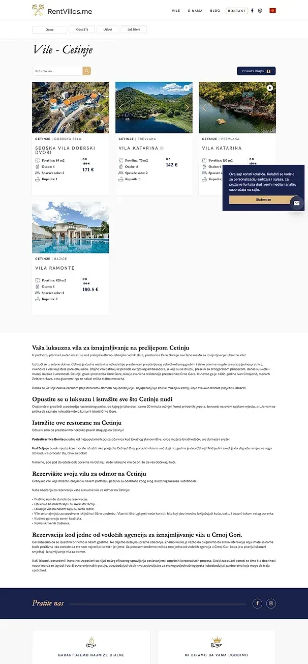 VILE U TIVTU und VILE NA CETINJU — die Website von RentVillas.me
