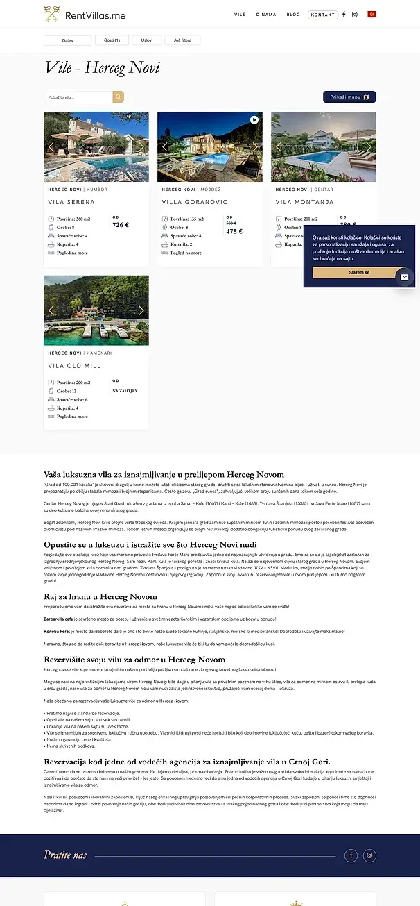 VILE U HERCEG NOVOM und VILE U KOTORU — die Website von RentVillas.me