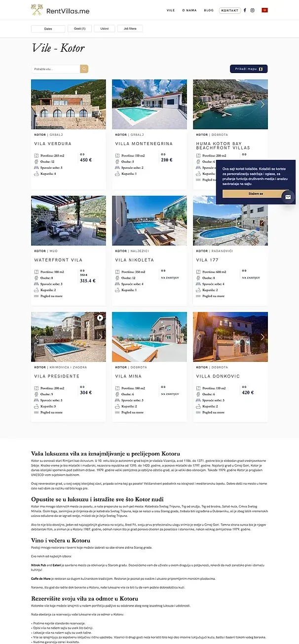VILE U HERCEG NOVOM und VILE U KOTORU — die Website von RentVillas.me