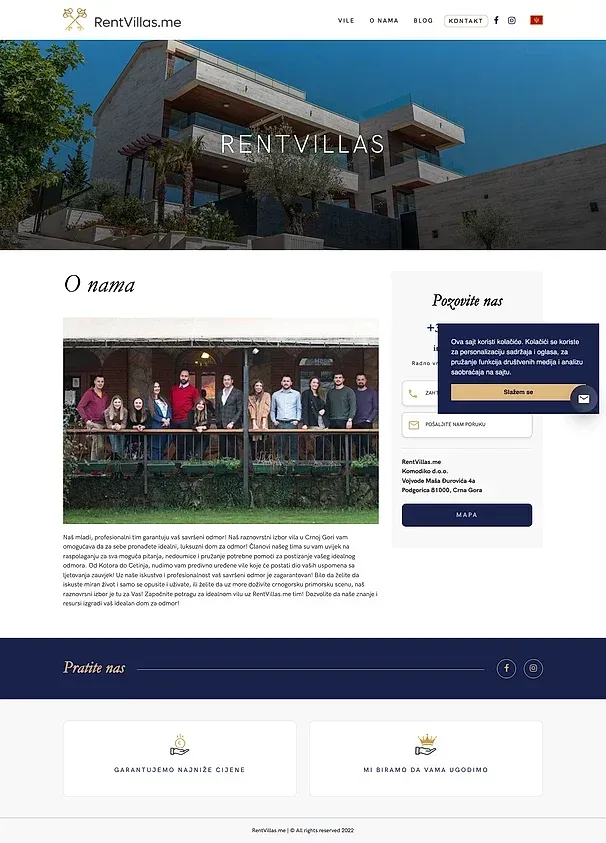 VILE U BARU und Über uns — die Website von RentVillas.me
