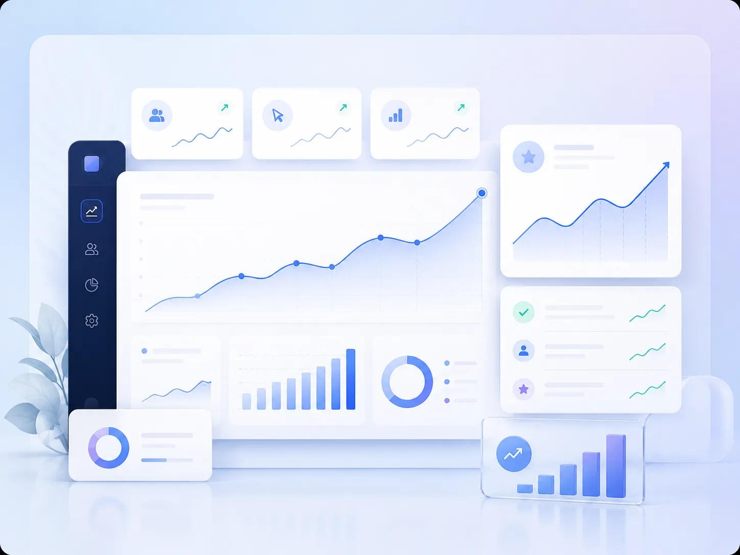 Illustration eines Dashboards mit Wachstumsdiagrammen
