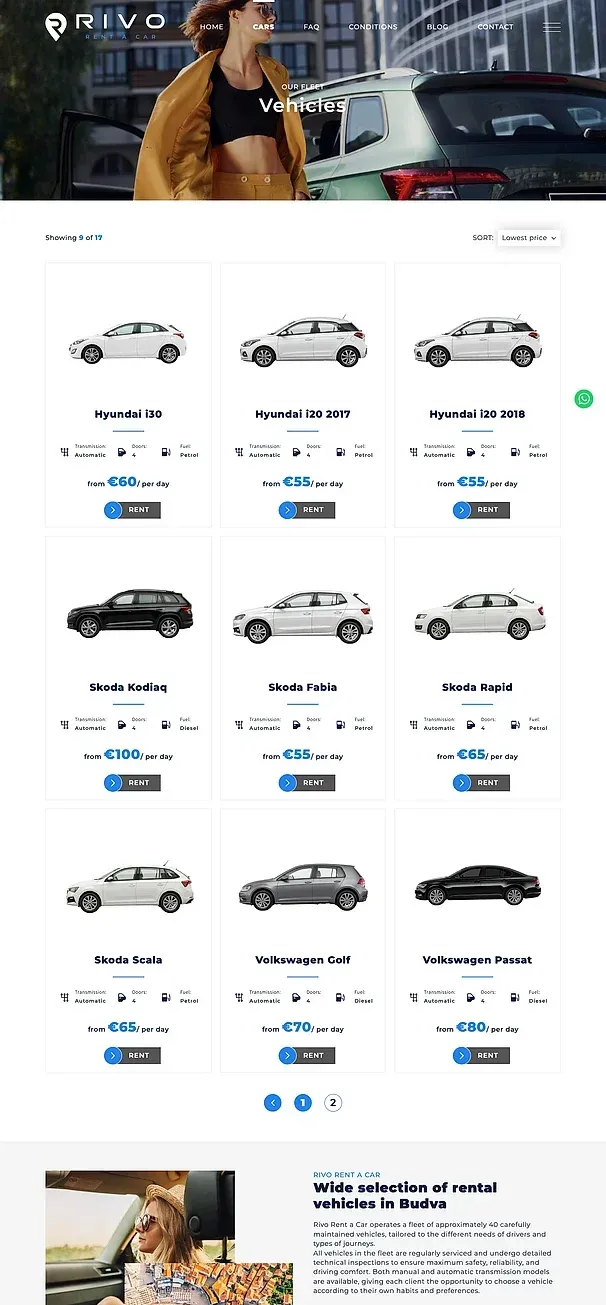 Fahrzeuge und Bedingungen — die Website von Rivo Rent a Car