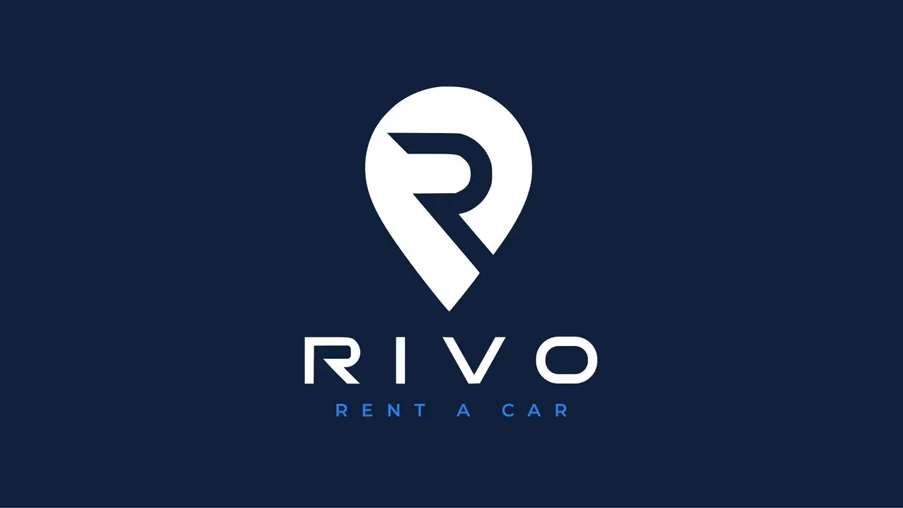Das Rivo Rent a Car-Logo auf dunklem Hintergrund