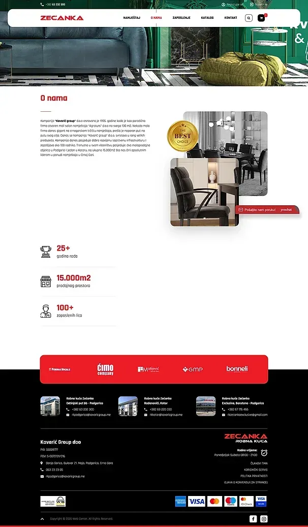NAMJEŠTAJ und Über uns — die Website von Robna kuća Zećanka