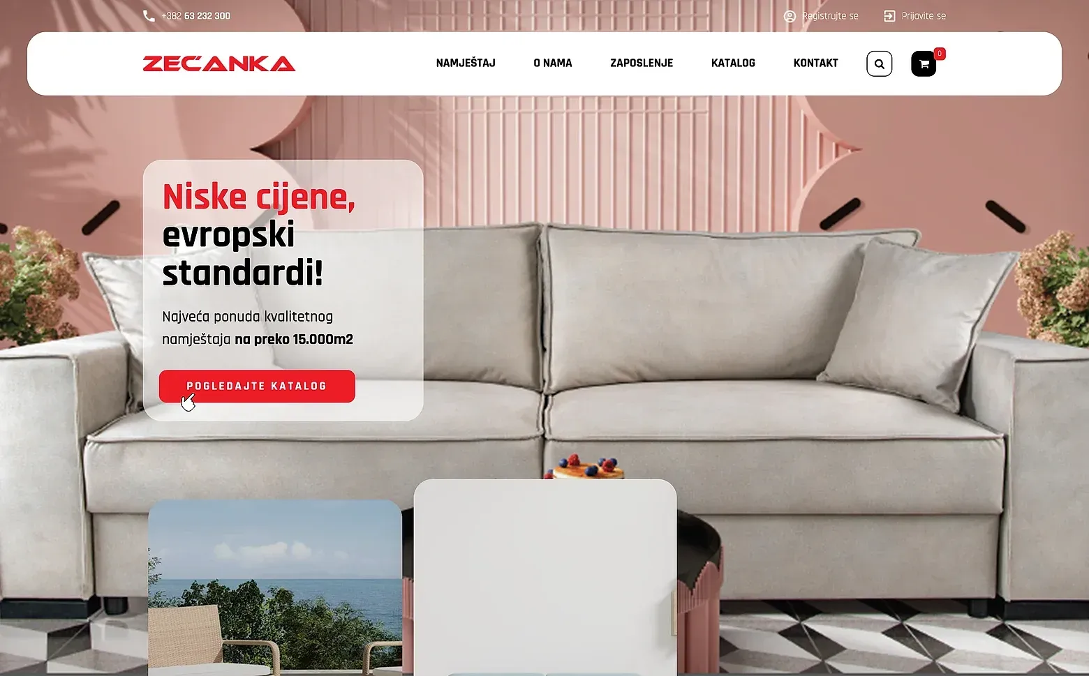 Home page of the Robna kuća Zećanka website