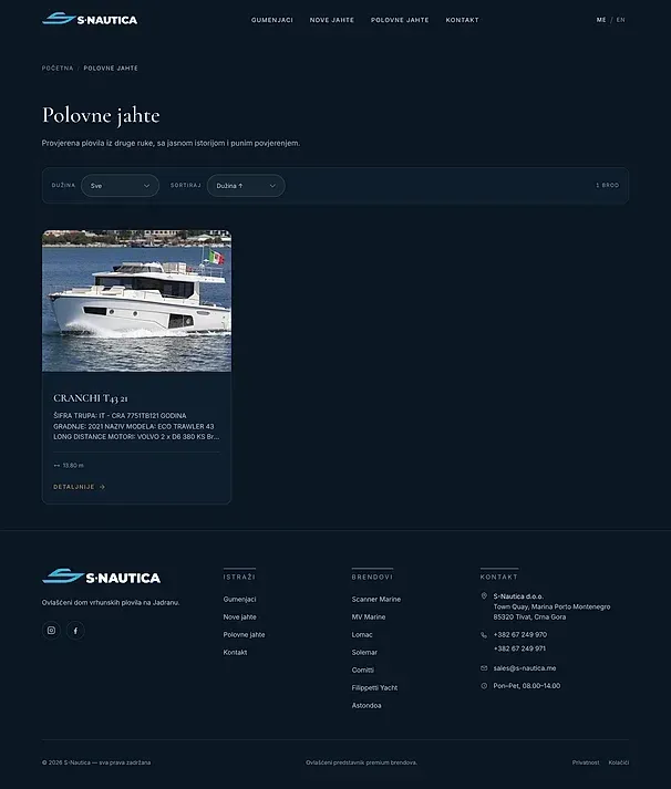 Gebrauchte Yachten und Kontakt — die Website von S-nautica