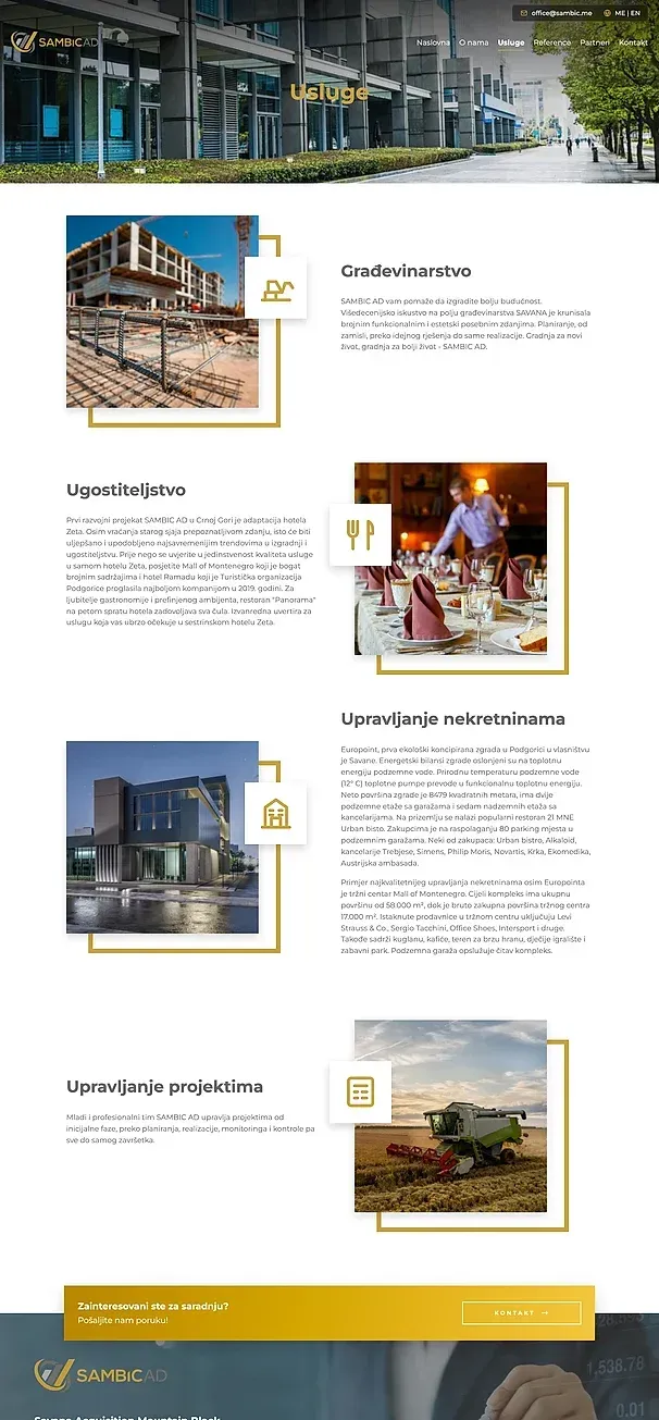 About us and Services — the Sambic AD site
