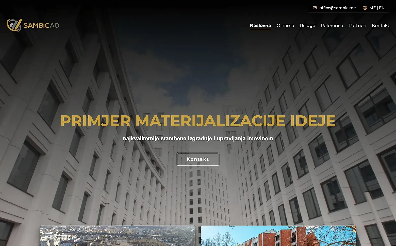Home page of the Sambic AD website