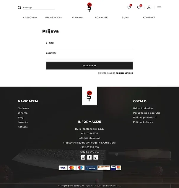 Anmelden und Registrieren — die Website von Santoku