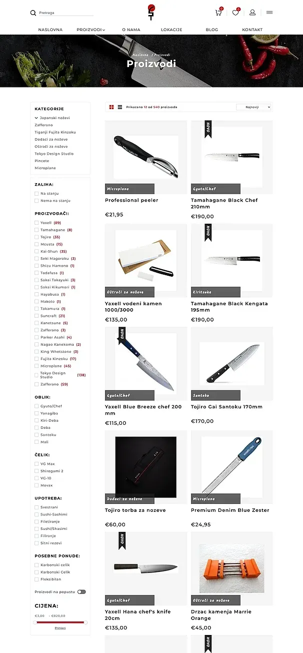 Produkte und Japanische Messer — die Website von Santoku