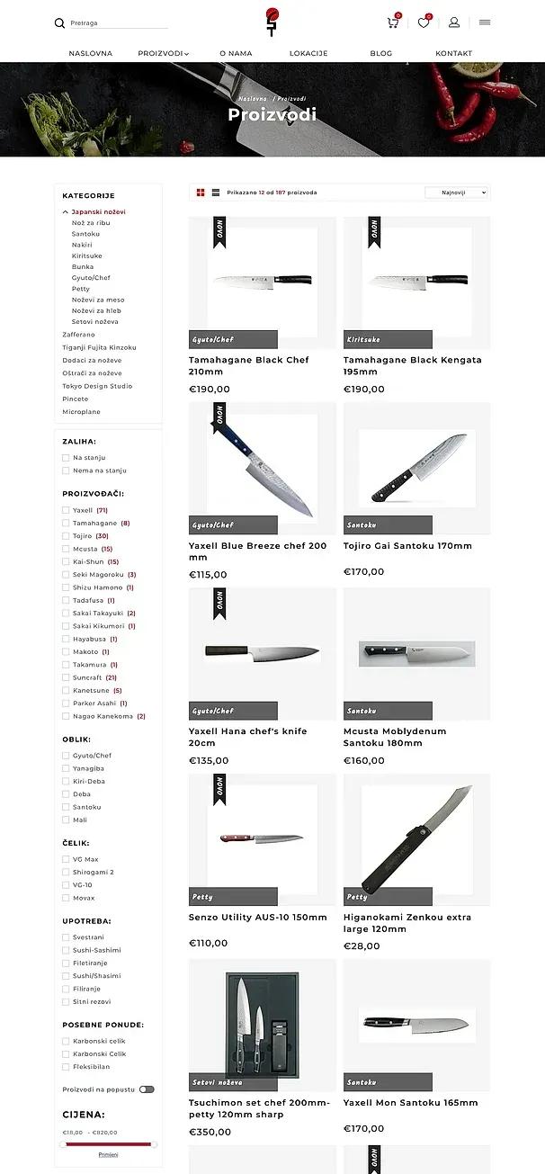 Produkte und Japanische Messer — die Website von Santoku