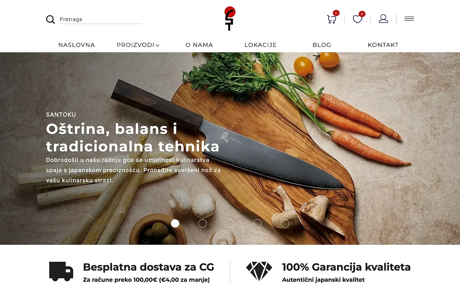 Naslovna strana sajta Santoku
