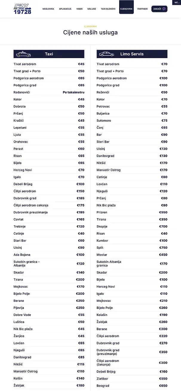 Taxi vouchers and Price list — the Sany Taxi site