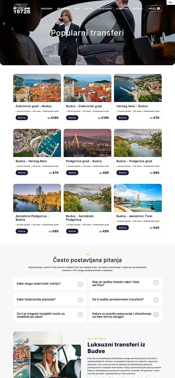 Book by the hour and Book now — the Sany Taxi site