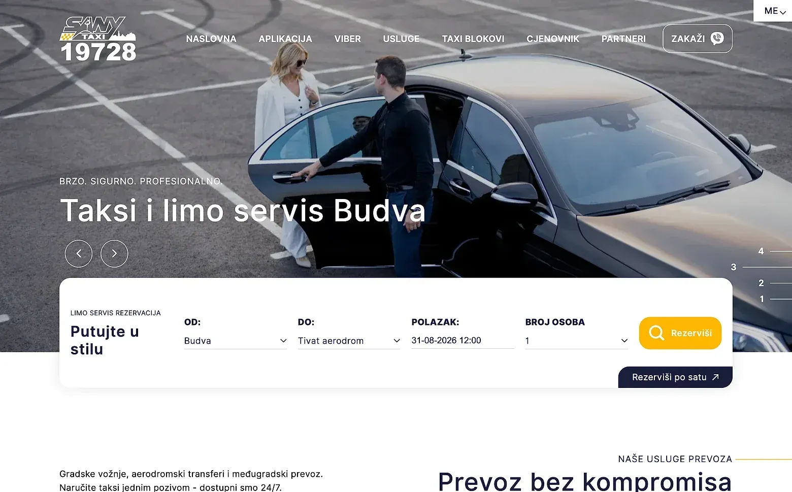 Naslovna strana sajta Sany Taxi