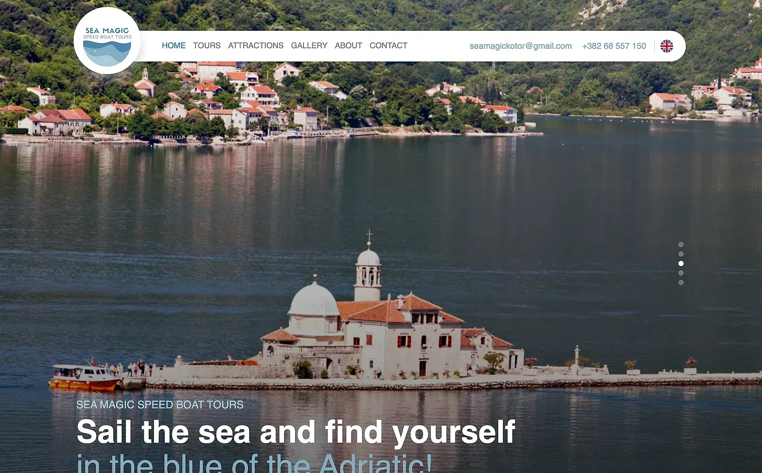 Home page of the Sea Magic Speed Boat Tours website