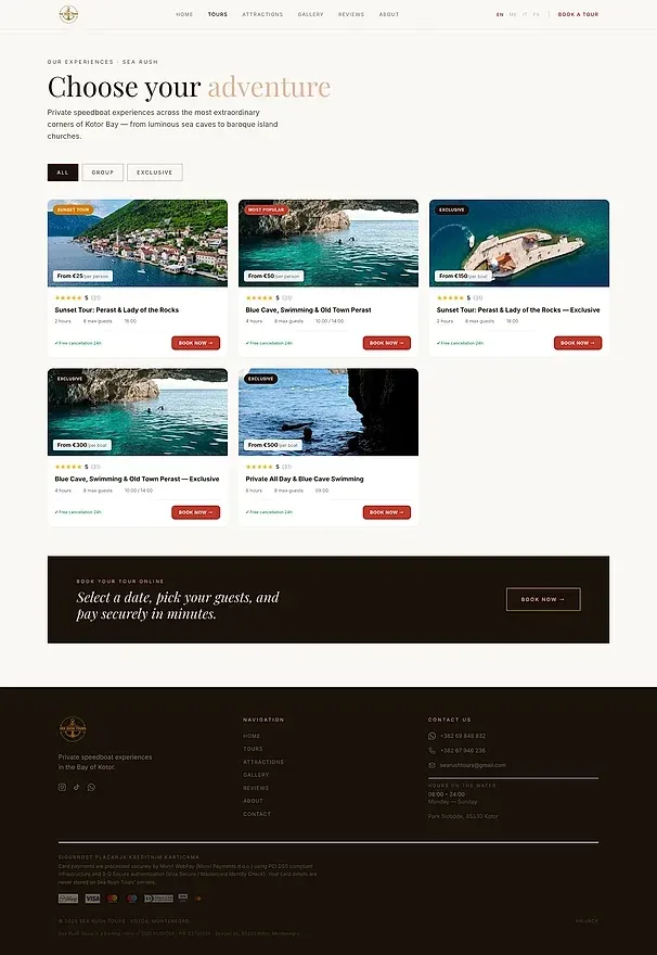 Touren und Attraktionen — die Website von Sea Rush