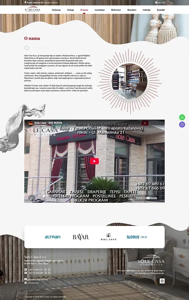 Services and About us — the Sole Casa site