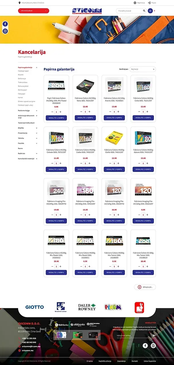 PAPIRNA GALANTERIJA und FOTOKOPIR PAPIR — die Website von Svicomm