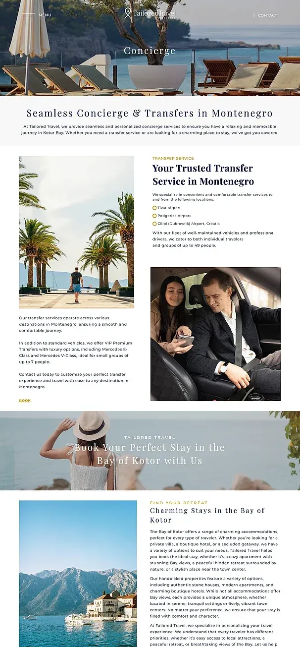 Concierge und Über uns — die Website von Tailored Travel