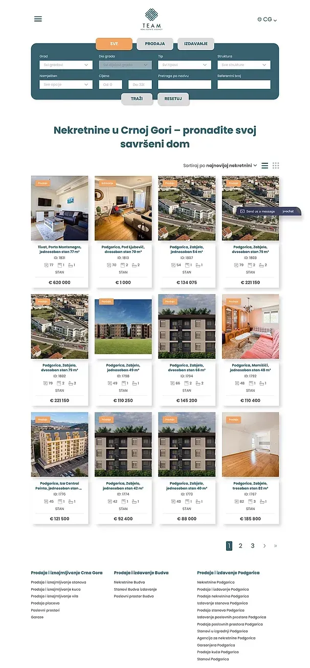 Immobilien und Über uns — die Website von Team Real Estate