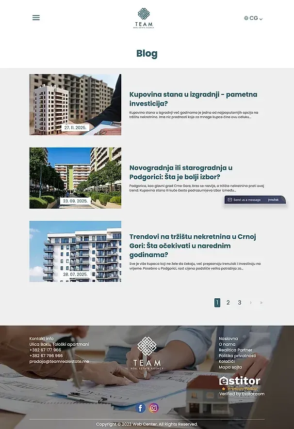 Kontakt und Blog — die Website von Team Real Estate