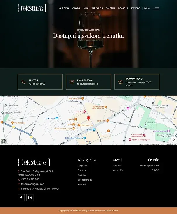 Events and Contact — the Tekstura site