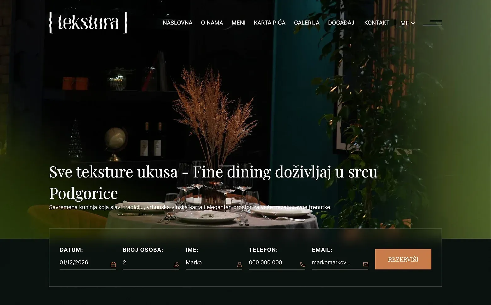 Naslovna strana sajta Tekstura