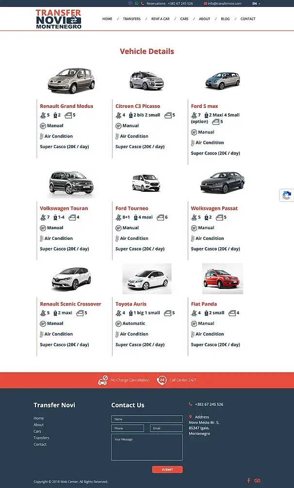 Fahrzeuge und Über uns — die Website von Transfer Novi