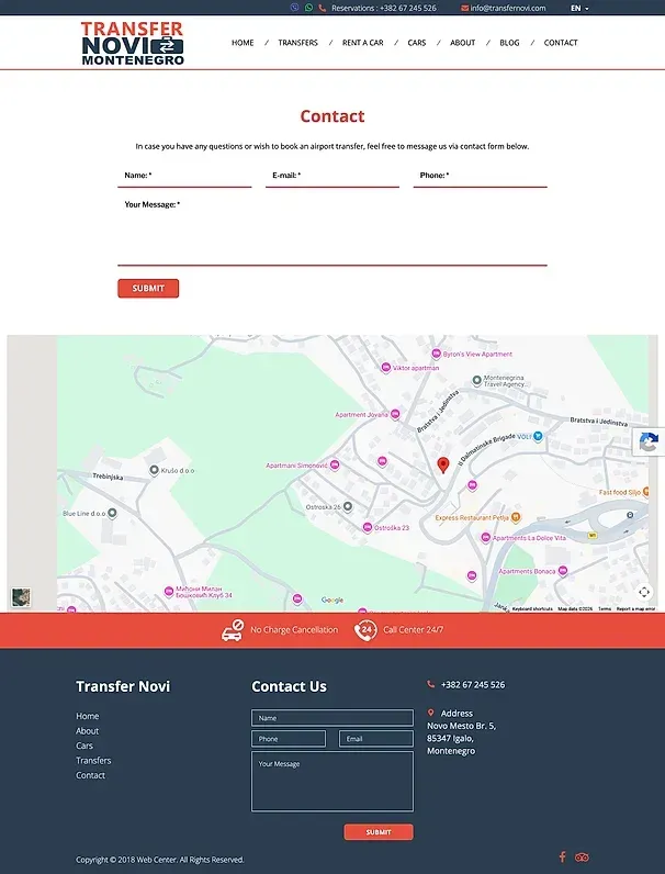 Blog und Kontakt — die Website von Transfer Novi