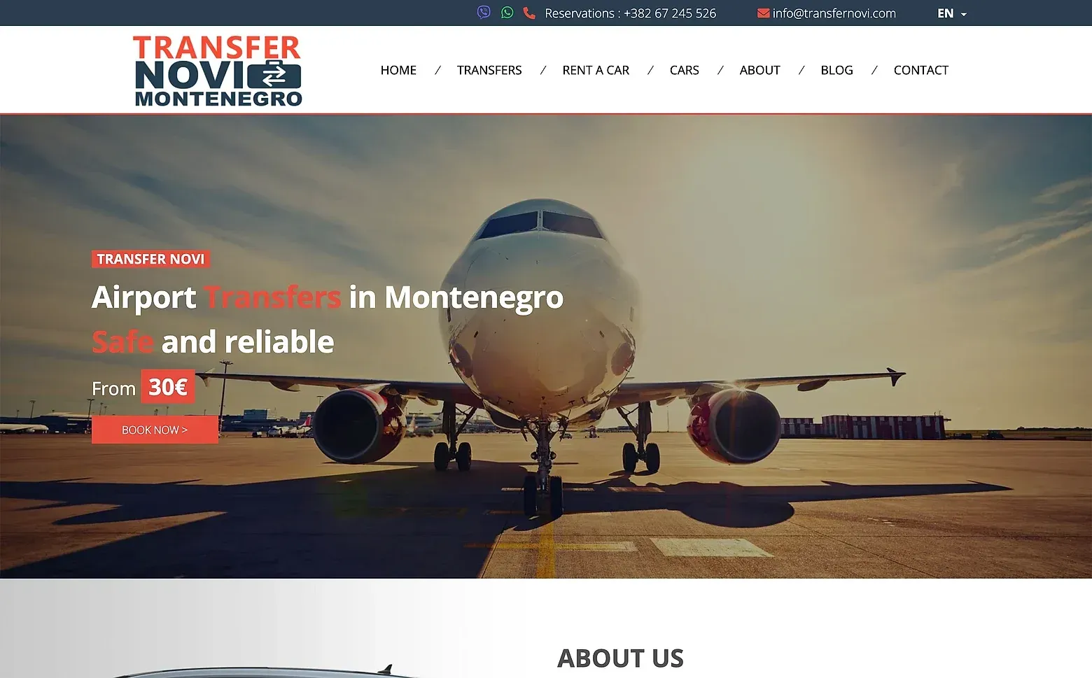 Home page of the Transfer Novi website