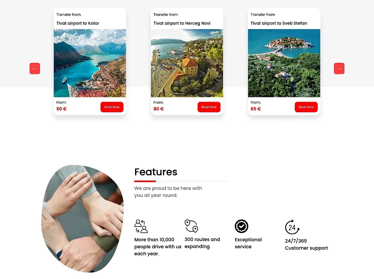 Home page — the Transfers Montenegro site