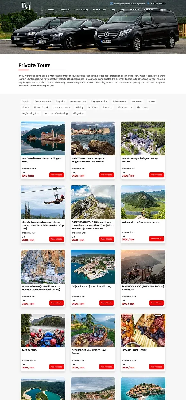 Transfers and Private tours — the Transfers Montenegro site