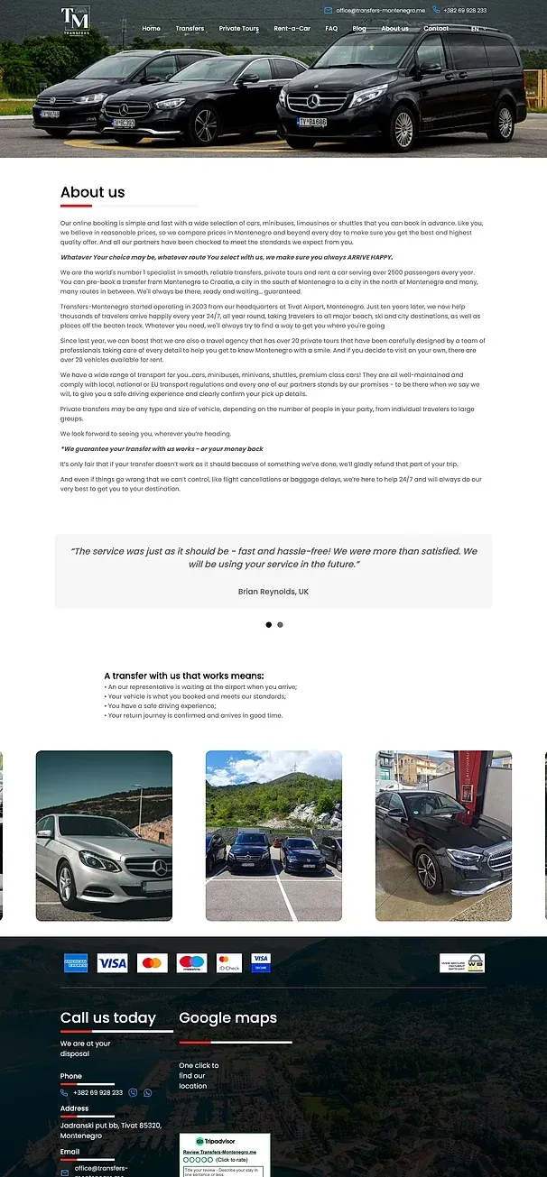 About us and Contact — the Transfers Montenegro site