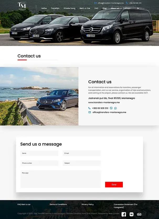 About us and Contact — the Transfers Montenegro site