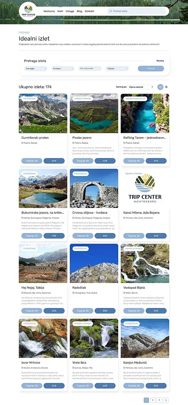 Ausflüge und Organizacija izleta — die Website von Trip Center Montenegro