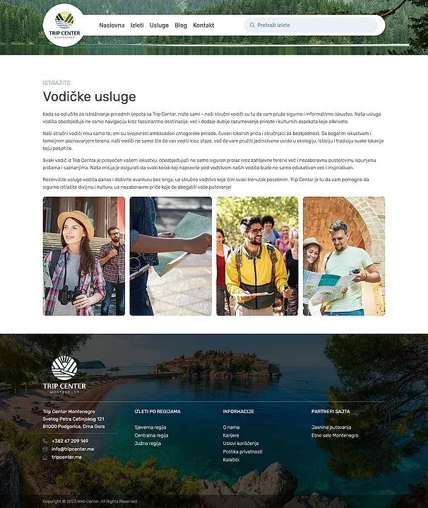 Vodičke usluge und Sertifikati za planinarenje — die Website von Trip Center Montenegro