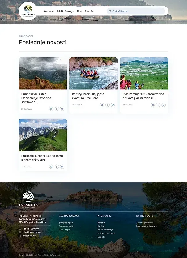 Sve usluge und Blog — die Website von Trip Center Montenegro